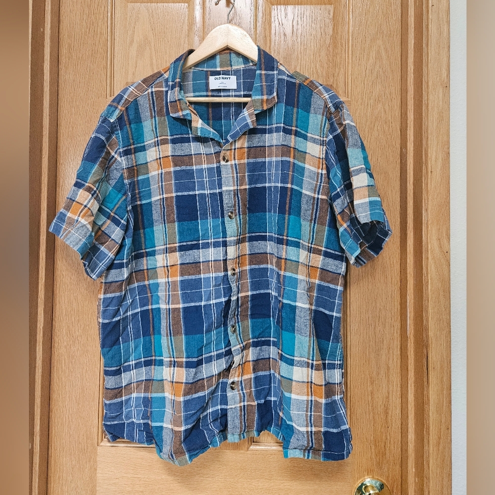 Linen blend button up shirt